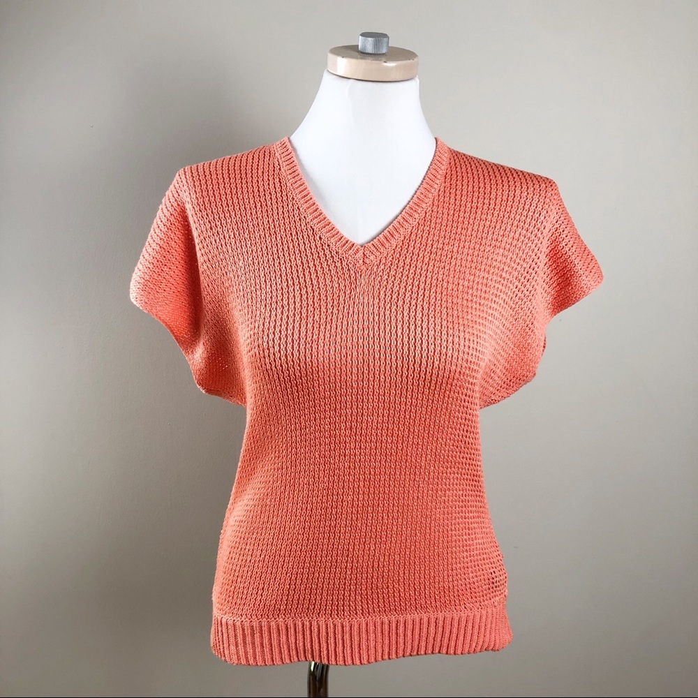 Lauren Ralph Lauren Open Knit Short Sleeve Top